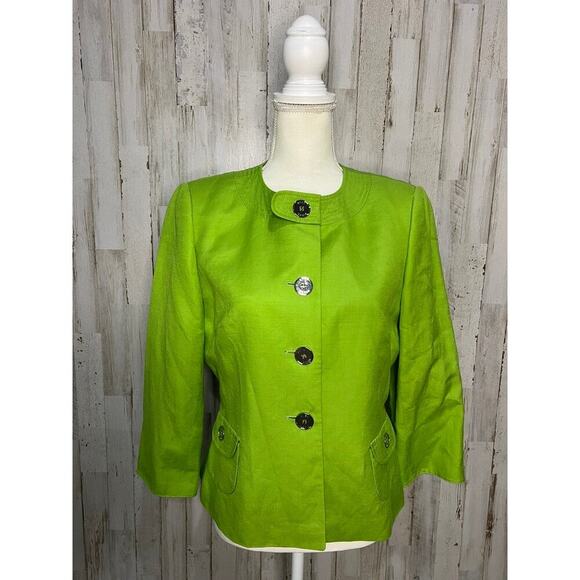 Alex Marie Women's‎ Lime Green Jacket Silver Buttons Size 6 Casual - Picture 1 of 5